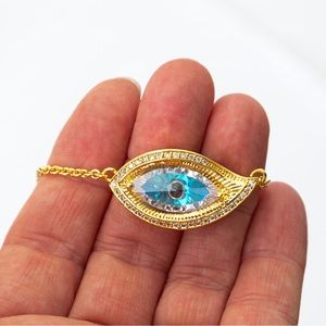 Real Collectibles by Adrienne evil eye statement necklace diamonite CZ unique